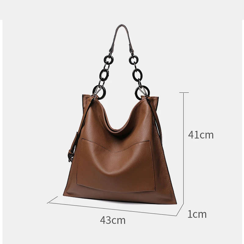 NMD Large-capacity big brand design can hold 14-inch laptop top layer cowhide handbag Super soft female shoulder bag 2 colors