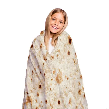 

Blanket For Bed Fleece Throw 3D Corn Tortilla Flannel Blanket Pita Food Throw Funny Plush Bedspreads Warm Plush Home Textiles