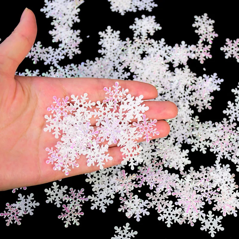 270pcs 2cm Gold Silver Snowflake Confetti Christmas Decoration for Home Artificial Snow Xmas New Year Party Decor Table Ornament