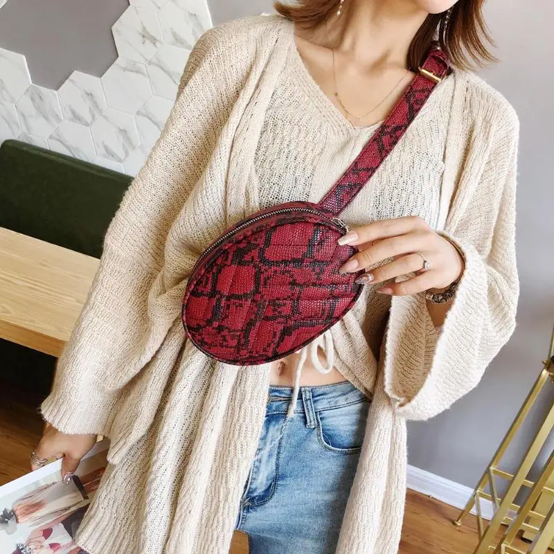 Fashion Snake Pattern Leather Belt Bags Phone Pouch Women PU Leather Waist Bags Female Fanny Packs