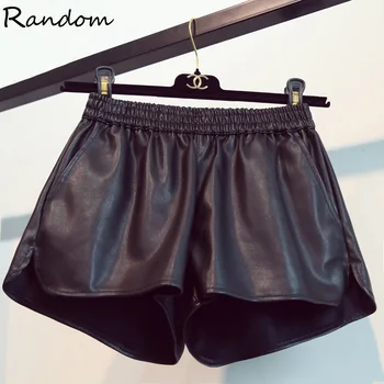 

Plus Size 2020 New PU Leather Shorts Women's High Waist Black High Quality Short Pants With Pockets Loose Casual Boots Big Short