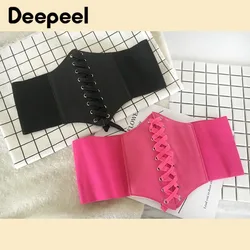 Deepeel 1pc 60-80cm Women's Rivet Super Wide Cummerbunds Female Waist Corset Fashion Elastic Decorative Bandage Belt CB715