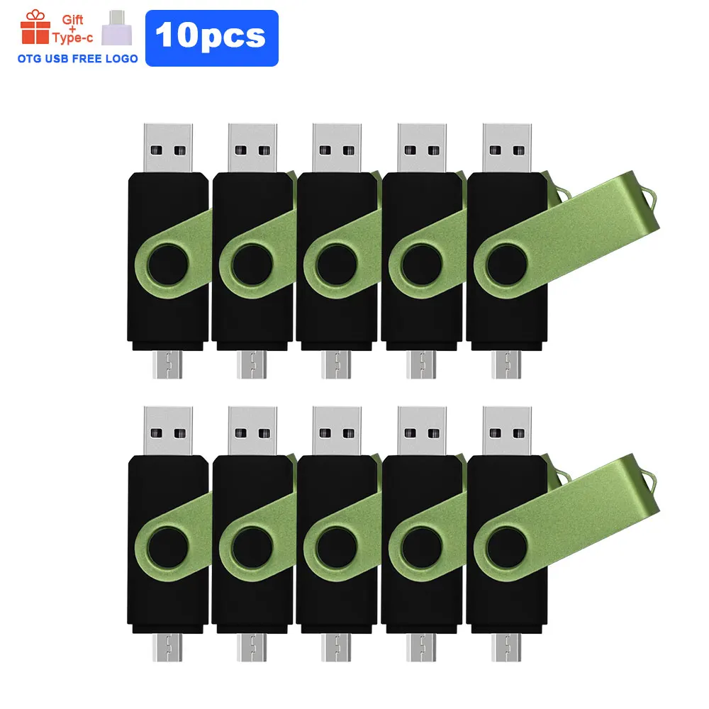 OTG USB флеш накопитель 10 шт./лот 2 0 + Type C 64 ГБ 32 16 8 4 флешка для смартфона/ПК|USB
