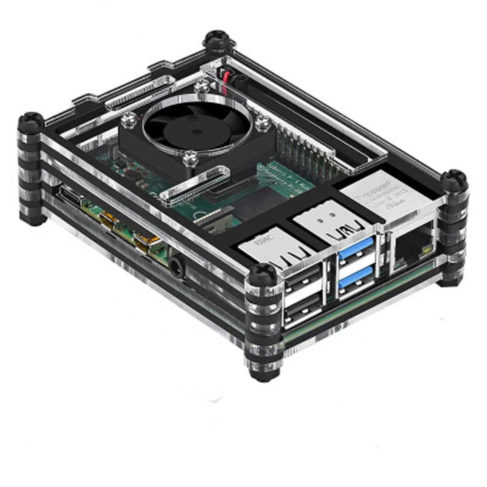 Raspberry PI 4 Model B Acrylic Case With Cooling Fan+32GB SD Card+5V 3A power+Heatsink+HDMI for Raspberry pi 4B