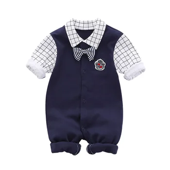 

Kids Boys Handsome Bodysuits Newborn Baby Boy Plaid Long Sleeve Clothing Autumn Gentleman Jumpsuit Infants Baby Clothes Gifts