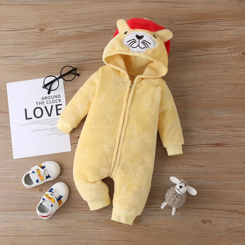 2020 Nieuwe Leuke Pasgeboren Baby Jongen Meisje Kleding Lange Mouwen Hoddies Beer Rits Baby Romper Kleding Herfst Winter Dragen 0-18M