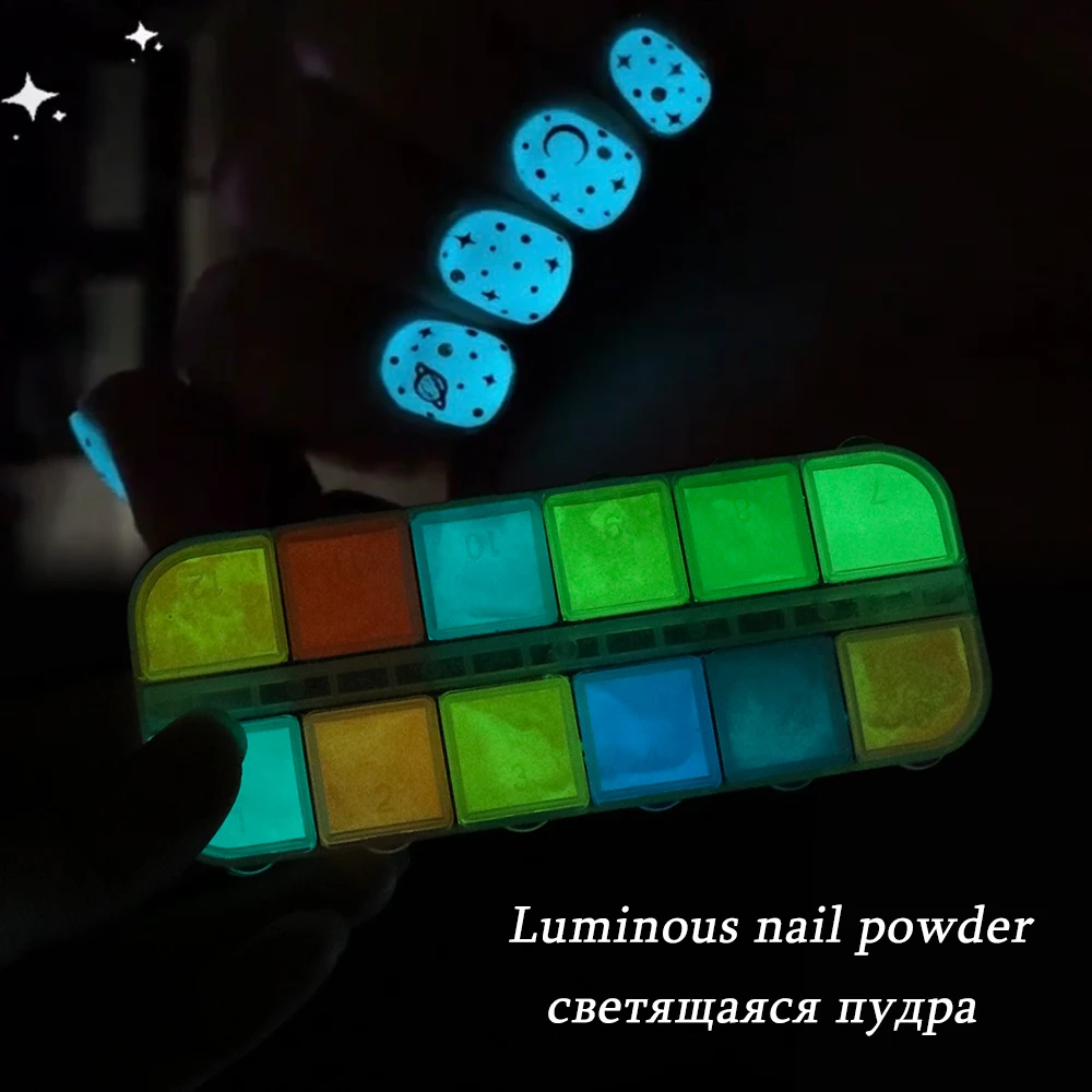 Luminous Nail Powder Glow In Dark Neon Pigment Fluorescent Nail Glitter Reflective Spray Dust Design Decor For Manicure GLYS-1