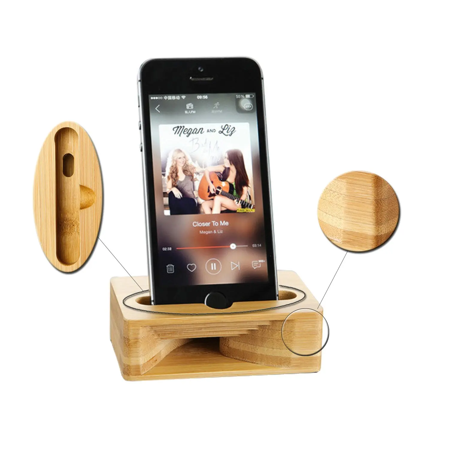 

New Universal Mobile Phone Loudspeaker Speaker For iphone Samsung Sony Wooden Holder Sound Amplifier Bamboo Bracket Wood desktop