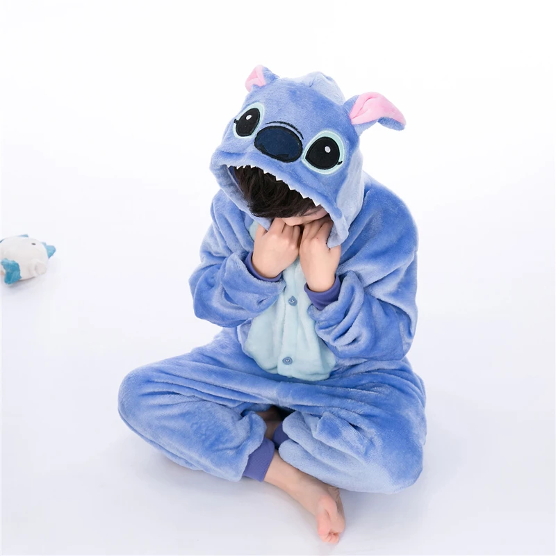 Kids Kigurumi Animal Pajams Sets for Boys Girls Winter Pikacuh Koala Onesie Flannel Warm Pyjamas Anime Cosplay Costume Nightwear anime cosplay female