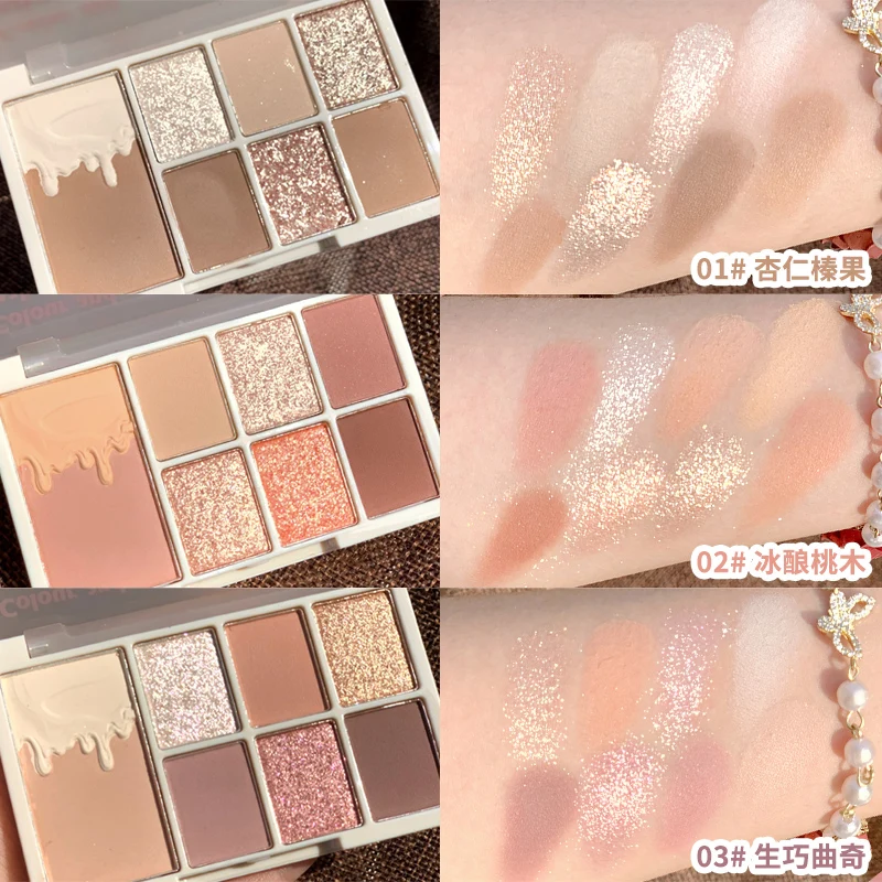 Eye Shadow Eye Shadow Plate Glitter 7 Colors Eyeshadow Palette Matte Shimmer Soft Touch Long Lasting Waterproof Pigmented Brighten Eyes Makeup Cosmetics