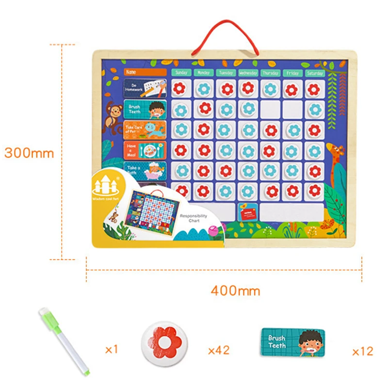 Children Habit Growth Educational Toys Magnetic Habit Tracking Reward Chart Self-discipline Activity Planner Board Toys for 3-12 6
