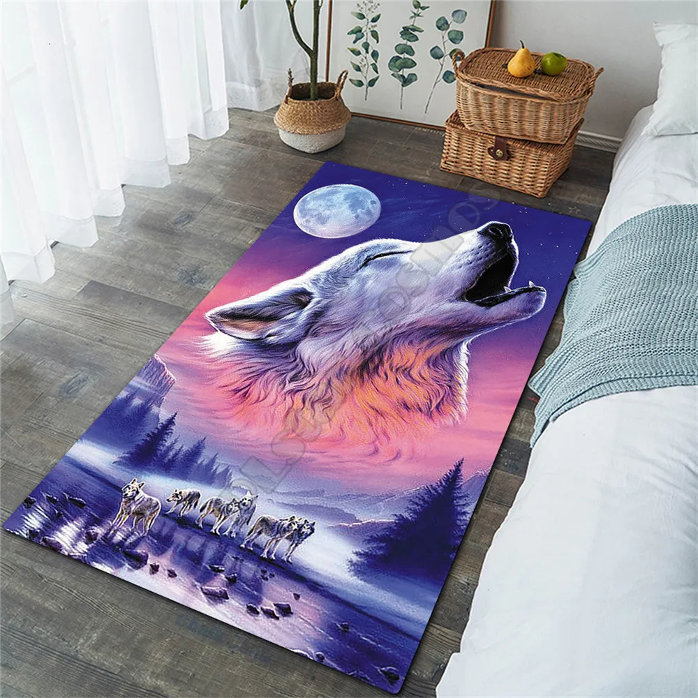 

Galaxy Wolf Area Rug 3D All Over Printed Non-slip Mat Dining Room Living Room Soft Bedroom Carpet 04