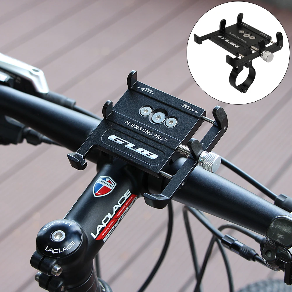 GUB Bicycle Phone Holder Aluminum Bike Phone Stand 3.5" to 7.5" Universal Moto Scooter Bike Handlebar Clips Cycling Accessories