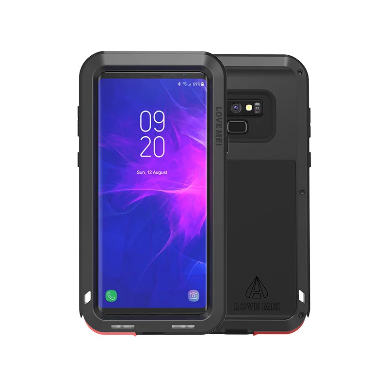 LOVE MEI металлический защитный чехол для samsung Galaxy Note 9 Note9 SM-N960F алюминиевый мощный противоударный грязеотталкивающий чехол из ТПУ+ металл - Color: Black