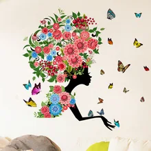 Стиль наклейки на стену оптом MT1121 цветок эльфа Гостиная художественное оформление стены в спальне наклейки Съемный ПВХ прозрачной стенкой