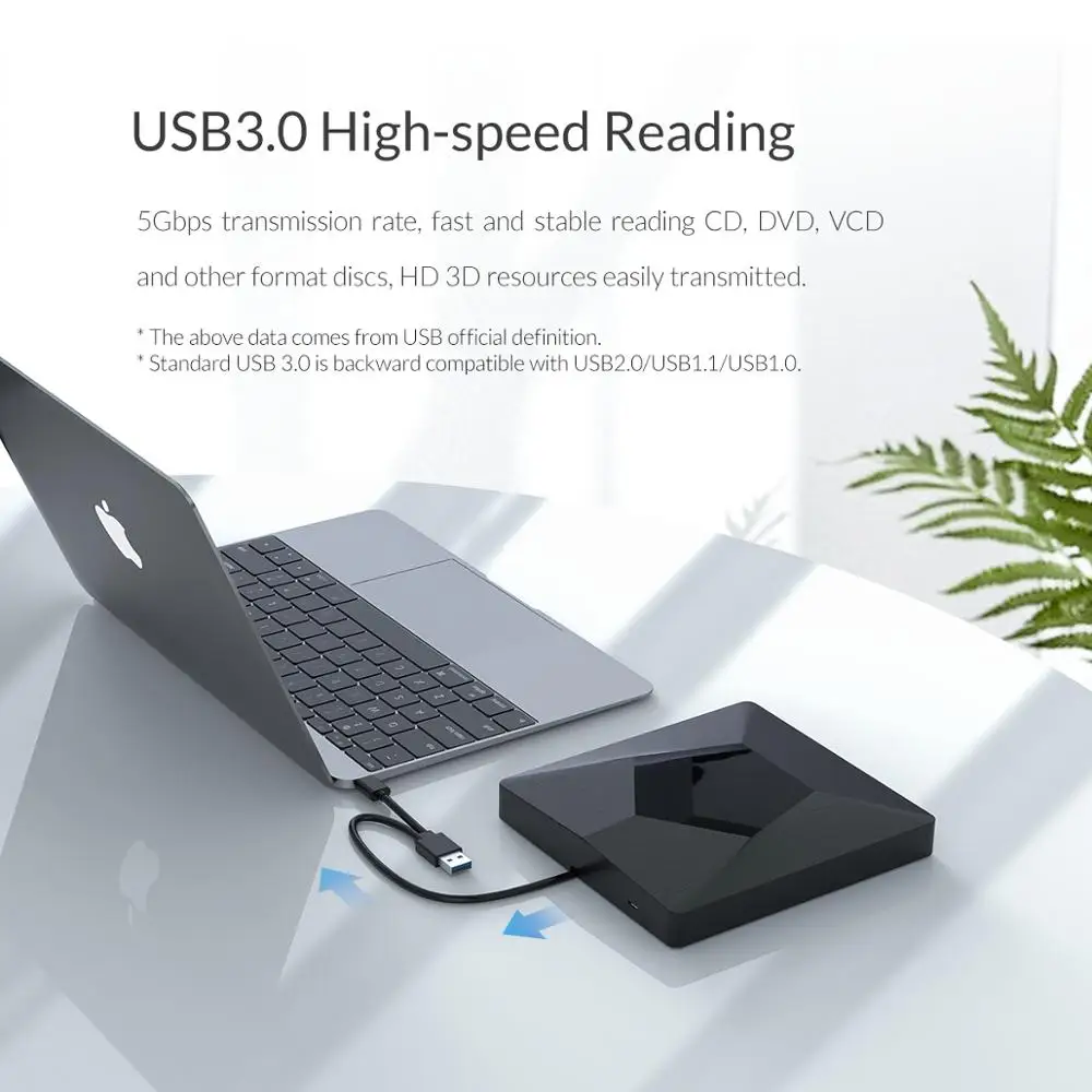  ORICO External USB 3.0 Optical Driver CD/DVD-ROM Combo DVD RW ROM Burner for Desktop Laptop Windows