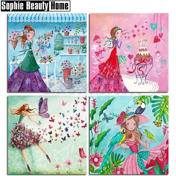 

Diy 5d Diamond Mosaic cartoon Girl Full Drill Diamond Painting Butterfly Cross Stitch Diamond Embroidery kits Needlework 199001