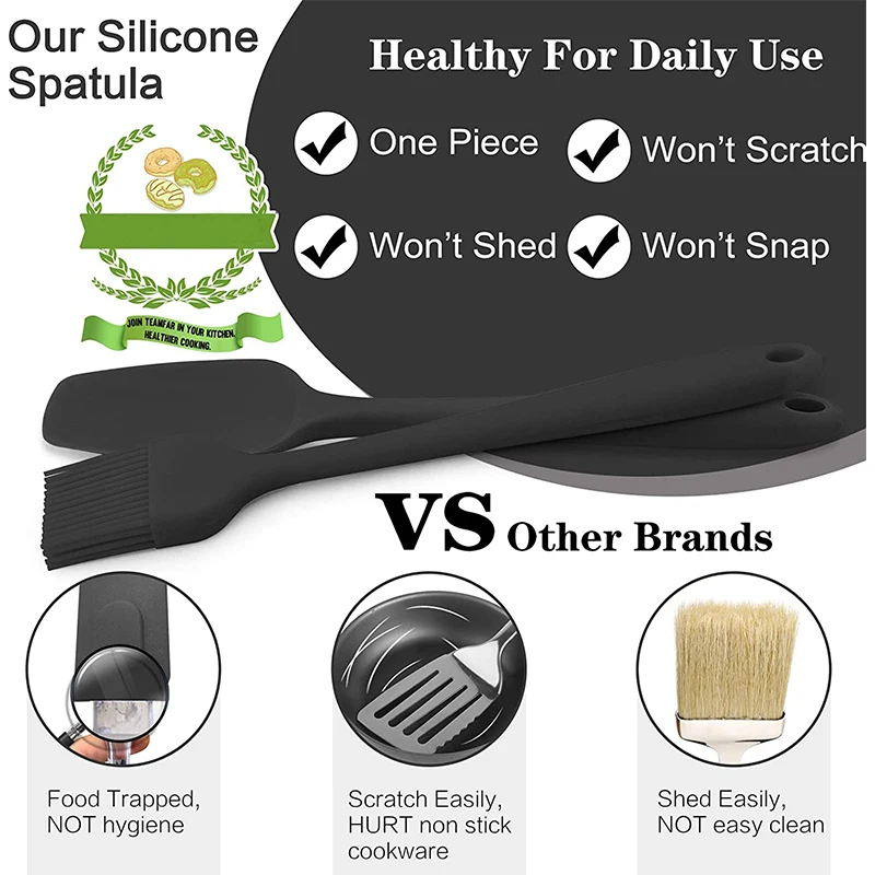 Non-Stick Silicone Cream Spatula Scraper Spoon Oil Brush Heat-Resistant Spatulas Flexible Kitchen Utensils For Baking Cooking