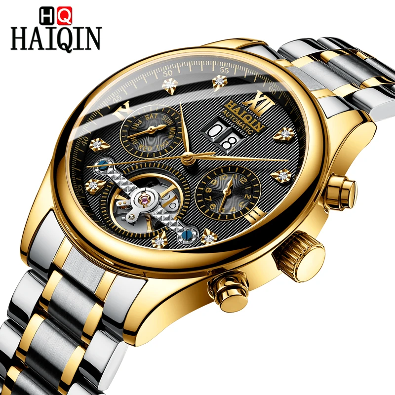 

Watch Men HAIQIN Fashion Luxury Brand Automatic Mechanical Military Men Watch Stainless Steel Waterproof Clock reloj hombre 2020