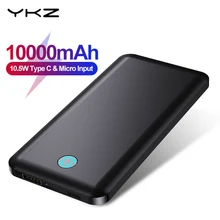 YKZ 10000mah batterie d'alimentation Portable USB Type C Mini Powerbank Charge rapide chargeur de téléphone Portable Micro USB batterie externe voyage C for iPhone 12 Xiaomi MI 9 8 Samsung Huawei P40 Mate 40 30
