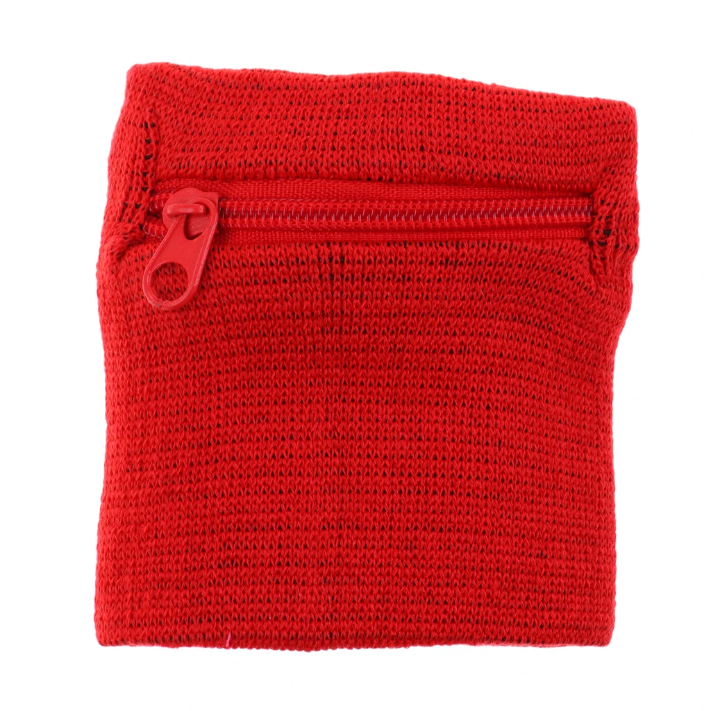 2Pcs / Pack Sports Wristbands With Zipper Wrist Wallet Sweatband Key Coin Money Pocket For Cycling Gym Running Fitness