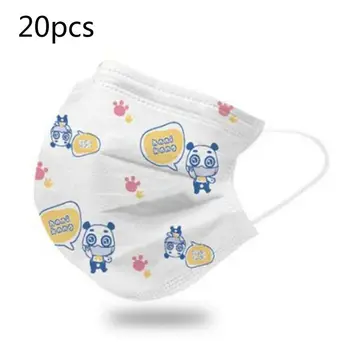 

20Pcs Disposable Dustproof Mouth Mask Cartoon Panda Print 3-Layer Melt-Blown Anti Haze Protective Face Cover