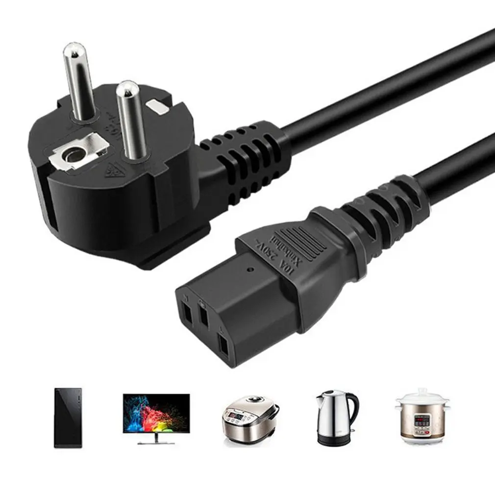 EU Power Cord 1.5m Angle Plug IEC C13 Power Supply Cable For Projector PC Monitor Printer for Samsung for LG TV