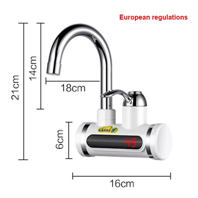 Электрический проточный водонагреватель мгновенный нагреватель воды кран кухонный мгновенный нагрев кран Мгновенный водонагреватель ЕС вилка - Color: 21x16cm