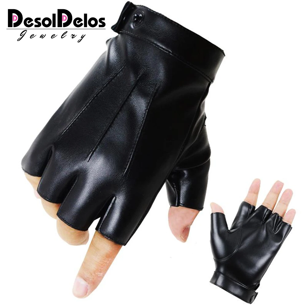 

DesolDelos the Latest High-Quality Semi-Finger PU Leather Gloves Men's Thin Section Driving Fingerless Dancing Gloves R017