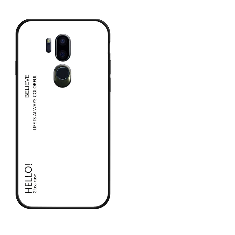 Белый Полупрозрачный градиентный чехол из закаленного стекла для LG G7 G 7 ThinQ/Plus 6,1 дюймов TPU Мягкий край Полное покрытие - Цвет: Белый