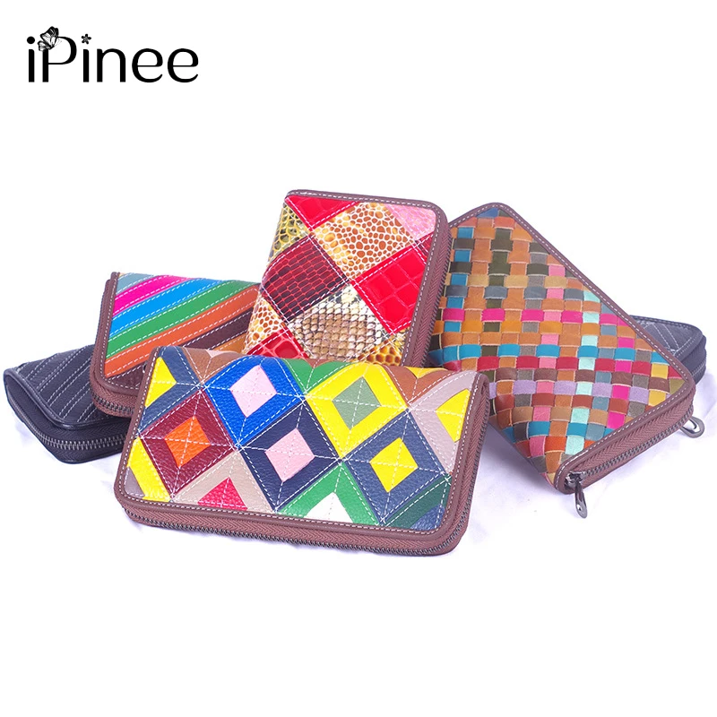 

Женский кошелек iPinee, Роскошный кошелек из натуральной кожи, Женский кошелек в стиле пэчворк, Длинный кошелек для сотового телефона, с отделением для карт, 2020