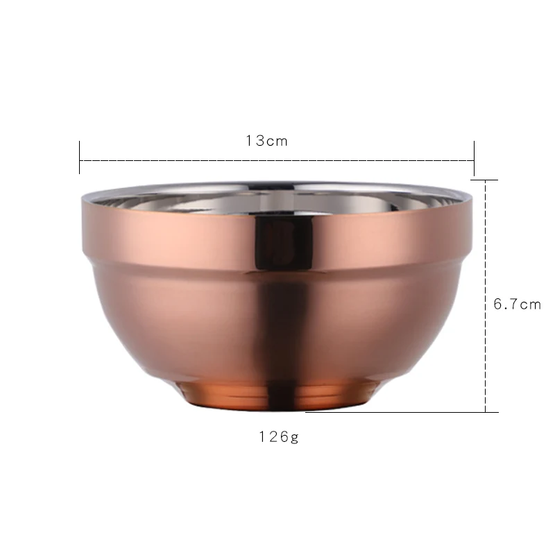rose gold L 1 шт. Экологичная круглая миска из нержавеющей стали для рисового супа, двойной контейнер с горячей изоляцией, миска, кухонная посуда для взрослых и детей - Цвет: rose gold L