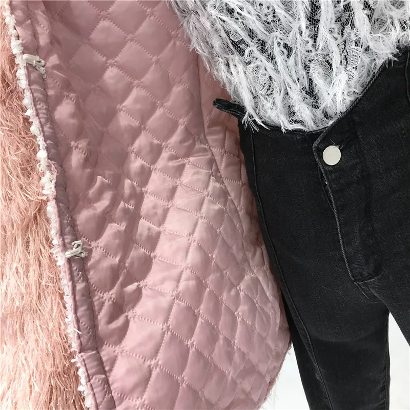 ALPHALMODA зима новое женское плюшевое меховое пальто с кисточками жемчужное Полосатое пальто с воротником с подкладкой толстое теплое женское модное пальто