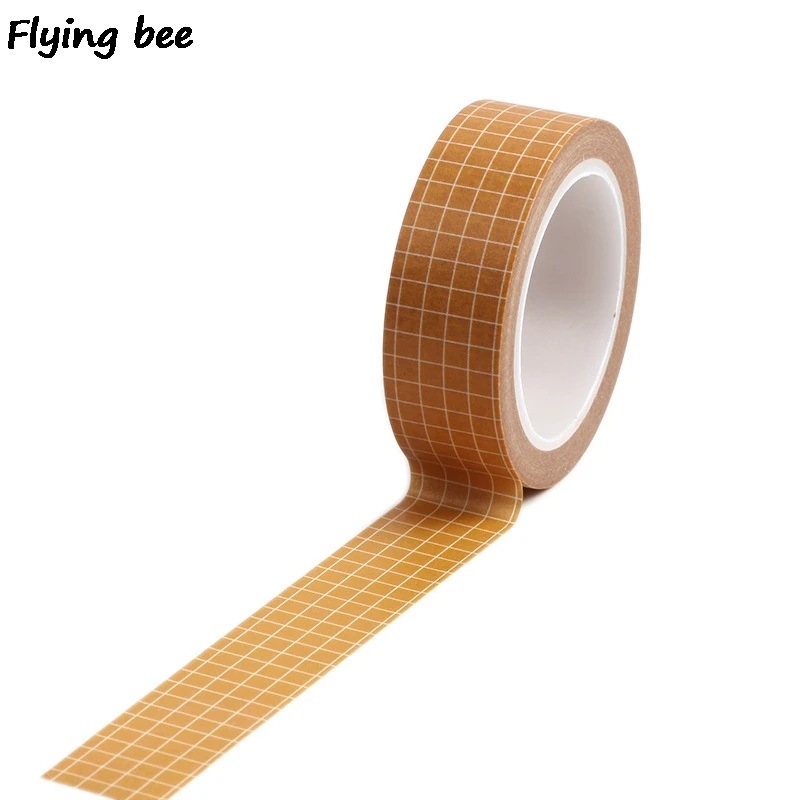 Flyingbee 15mmX10m Paper Washi Tape Solid color grid Adhesive Tape DIY Scrapbooking Sticker Label Masking Tape X0476