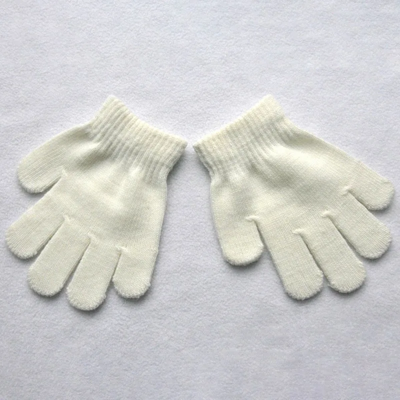 От 5 до 7 лет, детские волшебные перчатки, пара, зимние теплые эластичные черные мягкие детские перчатки унисекс для мальчиков и девочек - Цвет: GLV0511WT