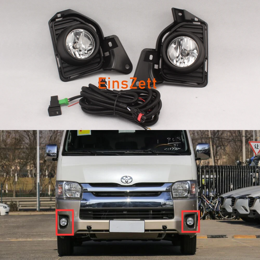 

1set Car Fog Light Assembly For Toyota Hiace 2014-2018 Front Bumper Lamp Halogen Bulb Day Light with Wiring Switch