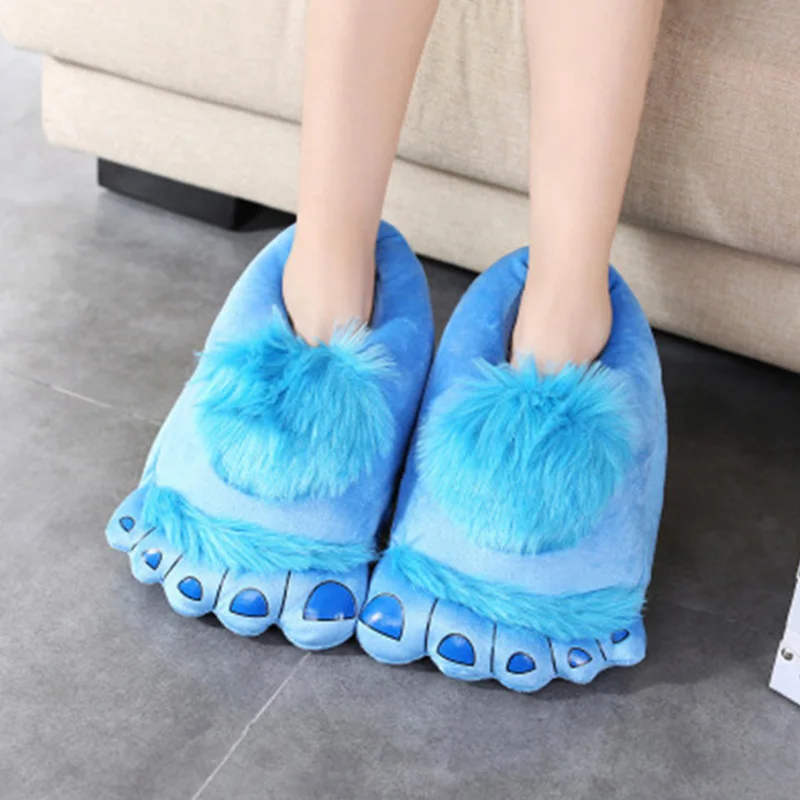 Fur slippers plush slippers chunky men warm paw slippers unisex size 36-46 creative faux fur indoor shoes