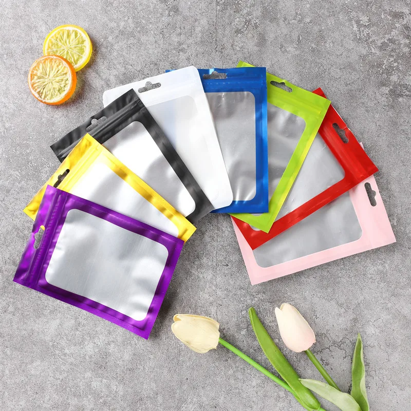 Resealable 다채로운 알루미늄 호일 창 지퍼 잠금 가방 여성 쥬얼리 네일 뷰티 USB 팔찌 섹시한 란제리 캔디 선물 파우치