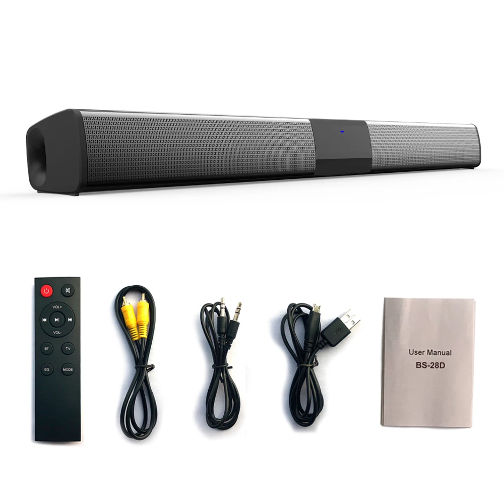 20W Wireless Bluetooth Soundbar Stereo Speakers Home Theater Audio TV Sound Bar Surround Sound Column Dual Subwoofer BS28E 2