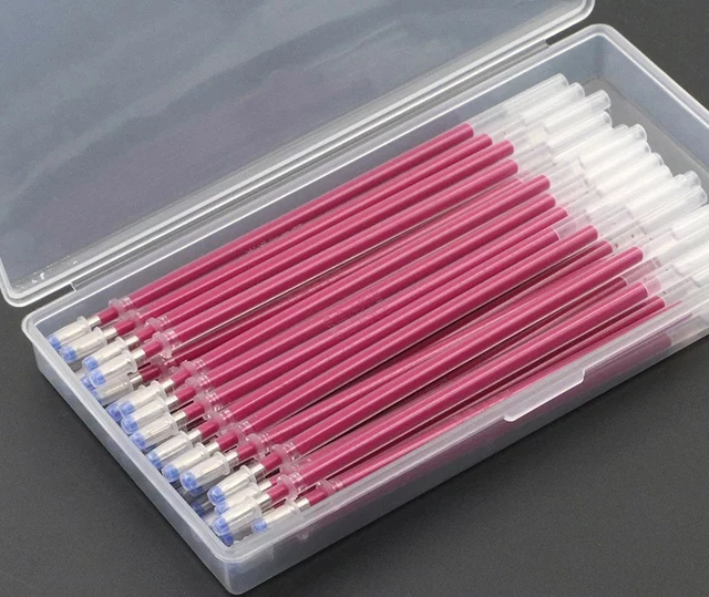 40pcs Heat Erasable Pen High Temperature Disappearing Fabric Marker Refills with Storage Box Fabric Craft Tailoring Accessories 40pcs Red with box