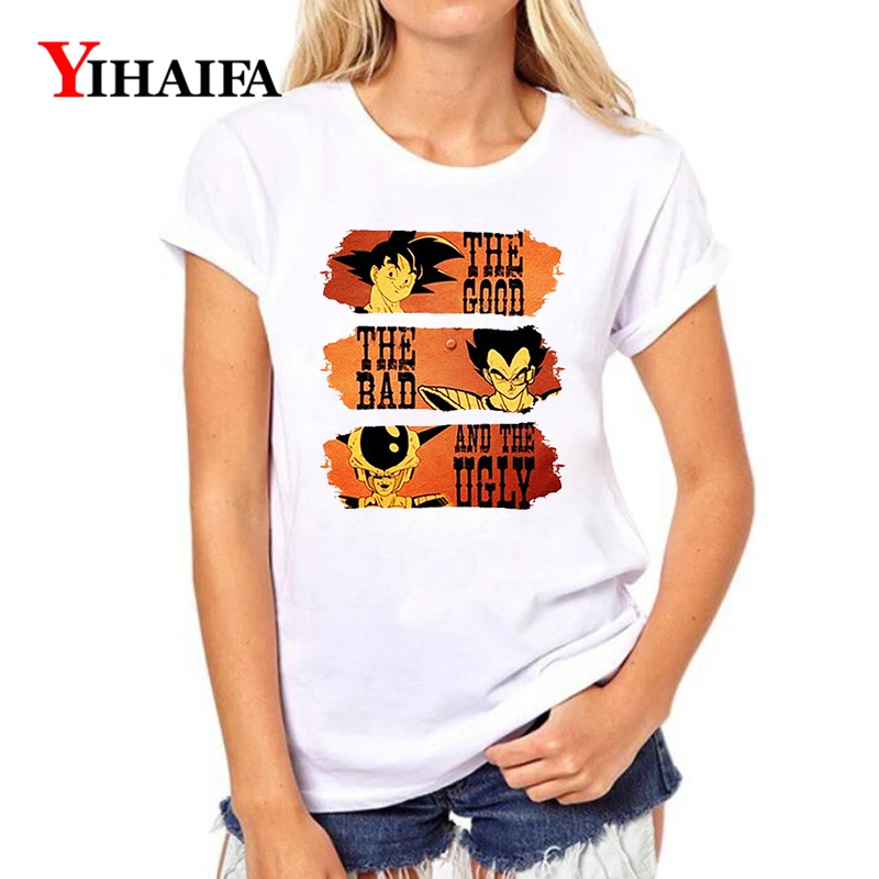 

Women 3D T-shirt Vintage Dragon Ball Z Son Goku Super Saiyan Graphic Tee Casual Summer White T shirts Short Sleeve Tops