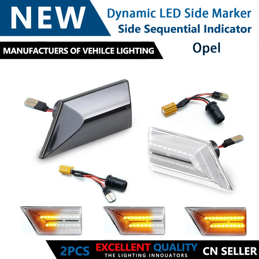 

2pcs LED Dynamic Side Marker Turn Signal Lamp Sequential Blinker Light For Opel Vectra C 2002-2008 Signum 2003-2008