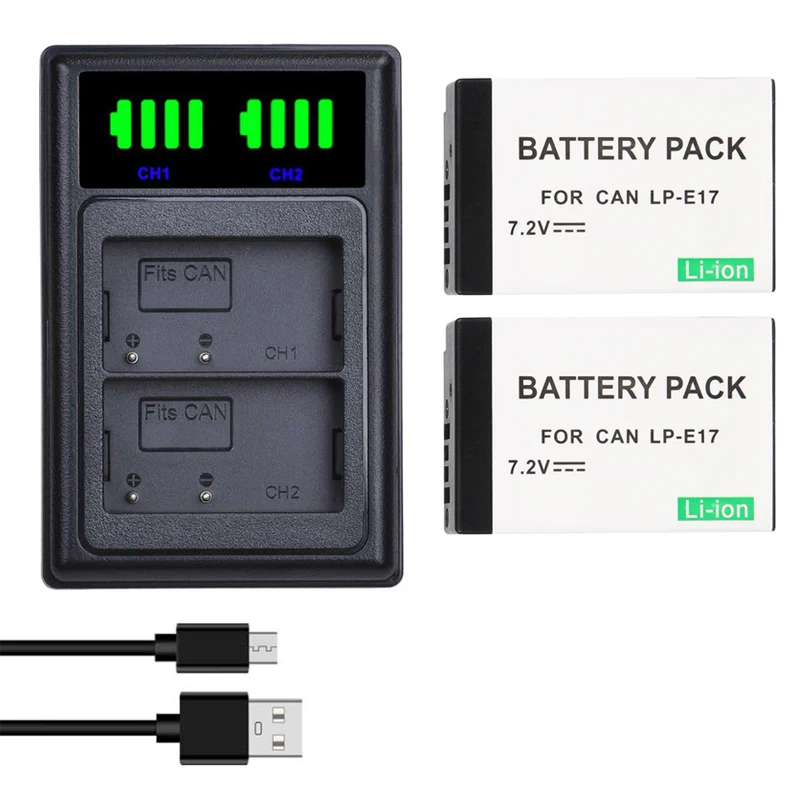 5 шт. LPE17 LP E17 LP-E17 Батарея + ЖК-дисплей USB Dual Зарядное устройство для цифровой