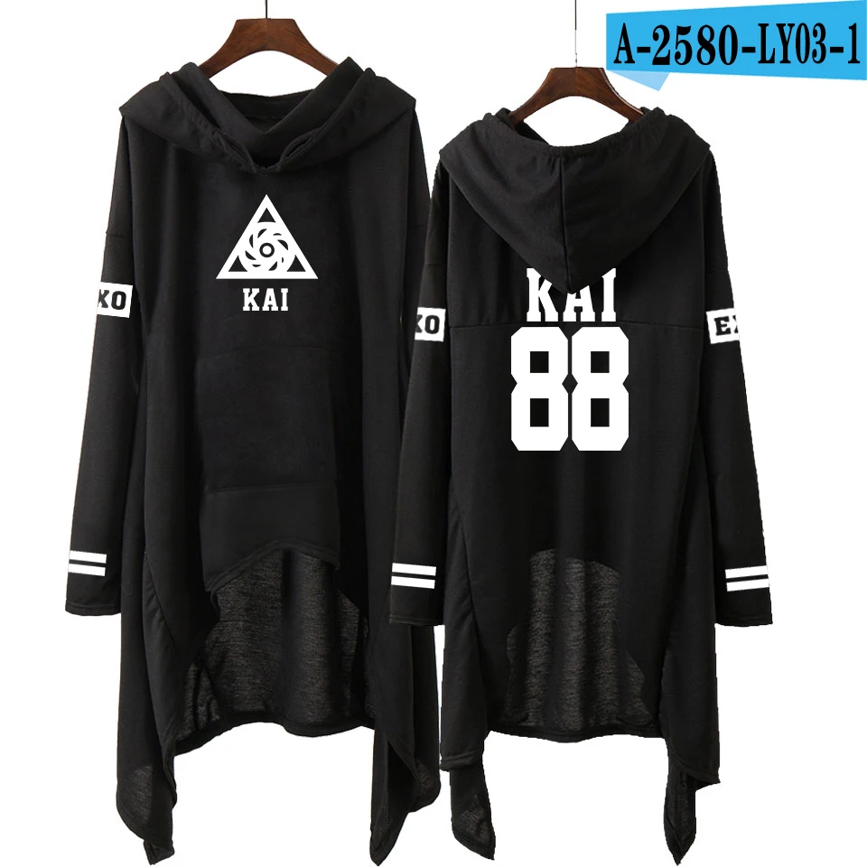 EXO модные корейские EXO DO LAY SE HUN KAI SING FOR YOU EXO толстовки Свободная юбка для женщин Harajuku хлопковые толстовки пуловеры S-XXL - Цвет: A2580