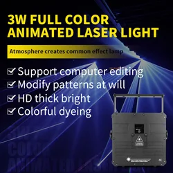 Lumière Laser de scène 3w RGB, projecteur Laser à faisceau d'animation DMX pour spectacle de fête de mariage 