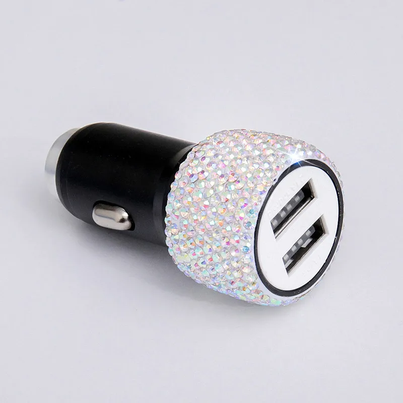 1 шт. Модное Новое двойной зарядное устройство usb автомобильная Зажигалка Bling ручной работы, со стразами хрустальные Автомобильные украшения для быстрой зарядки автомобиля Декор