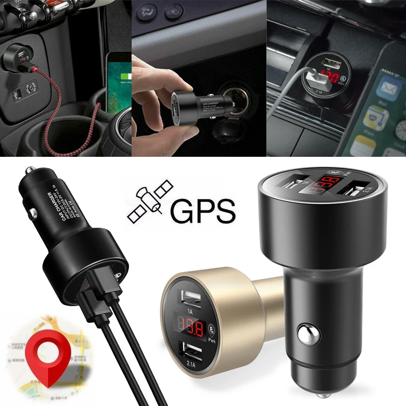 Автомобильный gps трекер двойной USB зарядное устройство локатор автомобиля в режиме реального времени отслеживающее устройство с gps автомобильное зарядное устройство вольтметр легкий портативный