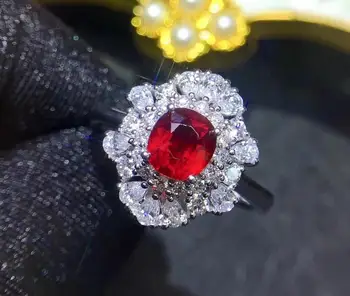 

Fine Jewelry GRS cert Pure 18 K Gold Jewelry Natural Red Ruby 1.09ct Diamond Wedding Engagement Female Rings for Women Fine Ring