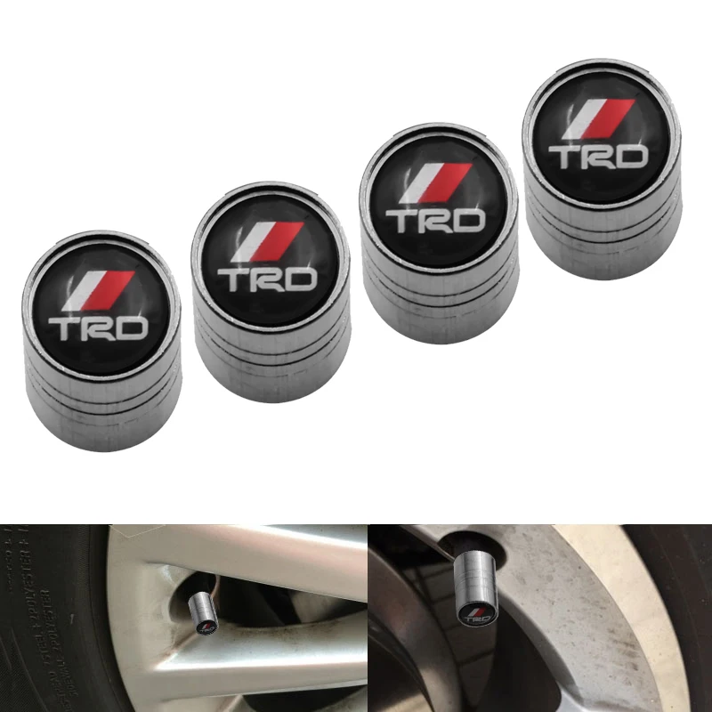 

4 pcs car-style wheel tire parts Valve stem plugs cover for Toyotas crown COROLLA REIZ TRD Racing LOGO tire car accessories