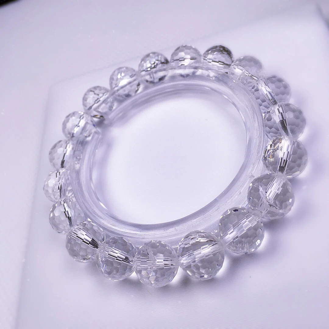 

Rainbow White Crystal Charm Bracelet 10mm Bead Bracelet Pulseras Armband Handmade All-Match aAccessory Year-Round Souvenir